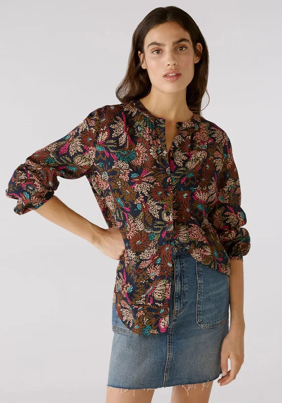 Oui Leaf Print Blouse, Multi