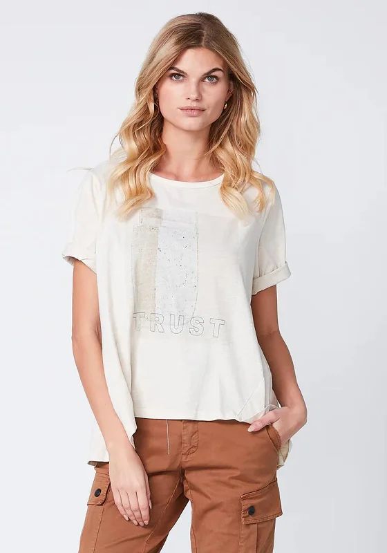 NU Denmark Riana “Trust” Text Printed T-Shirt, Cream