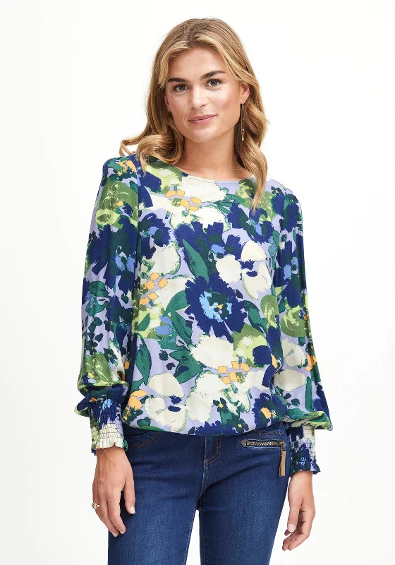 Fransa Floral Print Blouse, Lavendar Mix