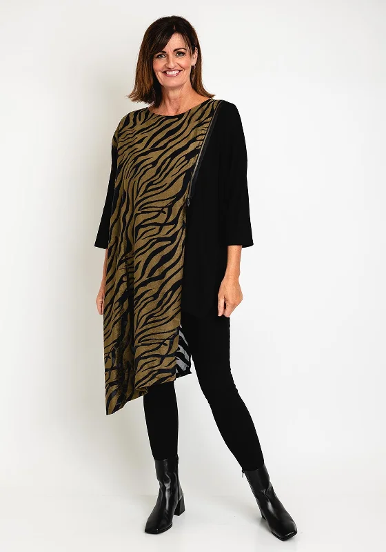 Elsewhere Acara Zebra Print Layer Top, Gold Mustard