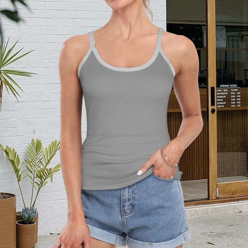 Grey Spaghetti Strap Tank Top