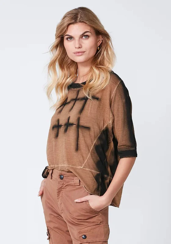 NU Denmark Roma Unique Print T-shirt, Camel