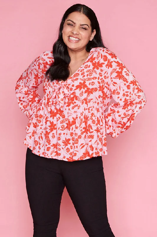 Focus Pink Floral Blouse