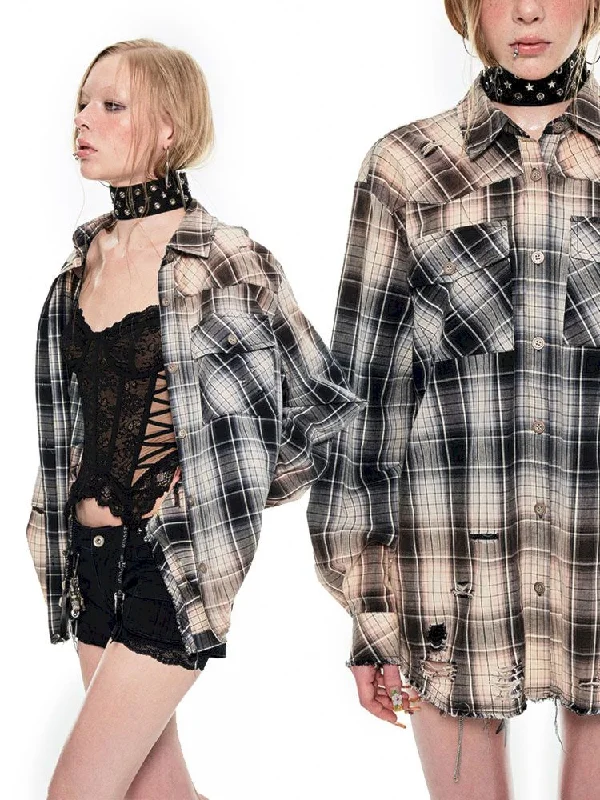 Washed Do Old Plaid Long-Sleeed Shirt [S0000009712]