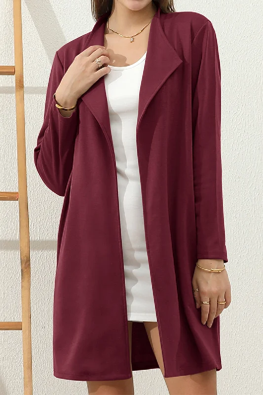 LONG SLEEVE DRAPE OPEN FRONT OFFICE TRENCH JACKET BLAZER