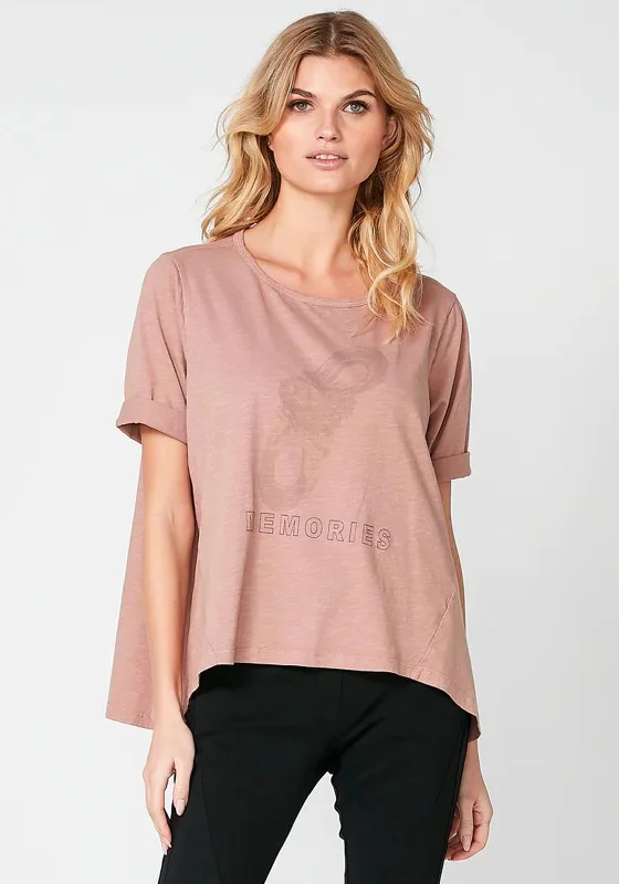 Nu Denmark Riana “Memories” Text Printed T-Shirt, Nude Rose