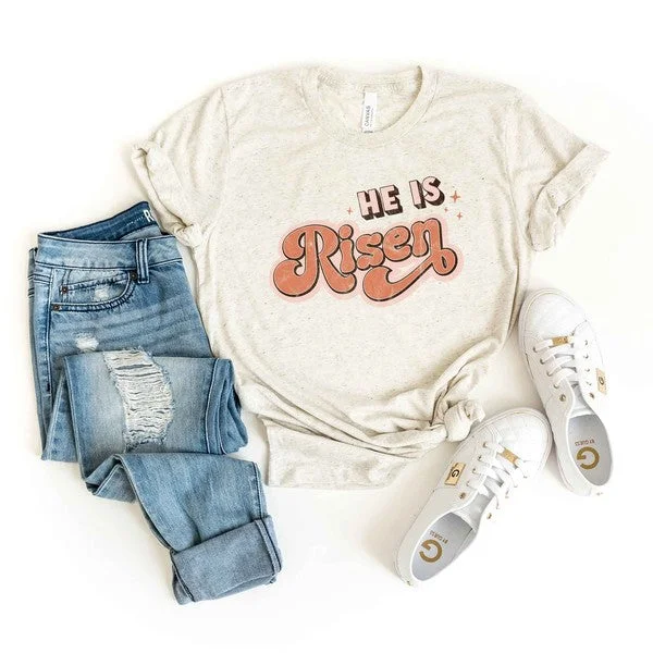 Retro He Is Risen Graphic Tee in Oatmeal (FINAL SALE)