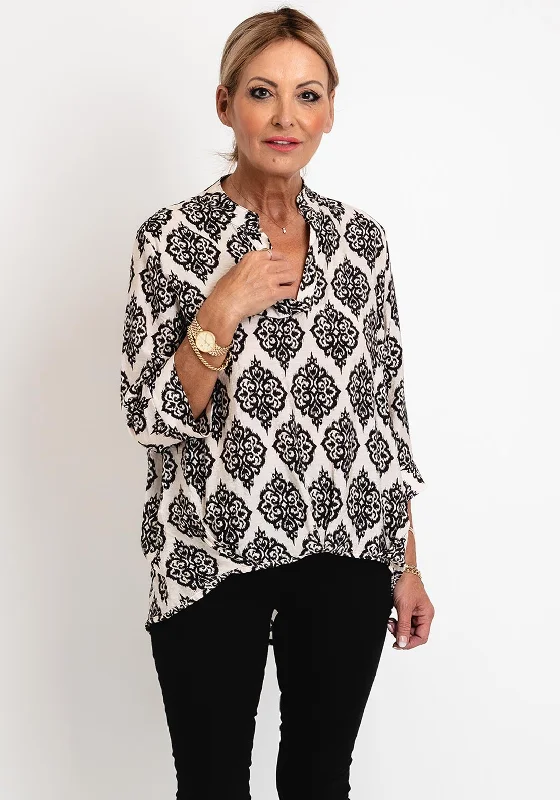 D.E.C.K By Decollage Ornate Print Tunic Top, Black