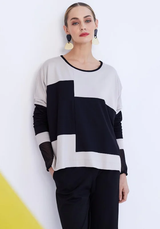 Naya Oversized Colour Block Panel Top, Biege & Black