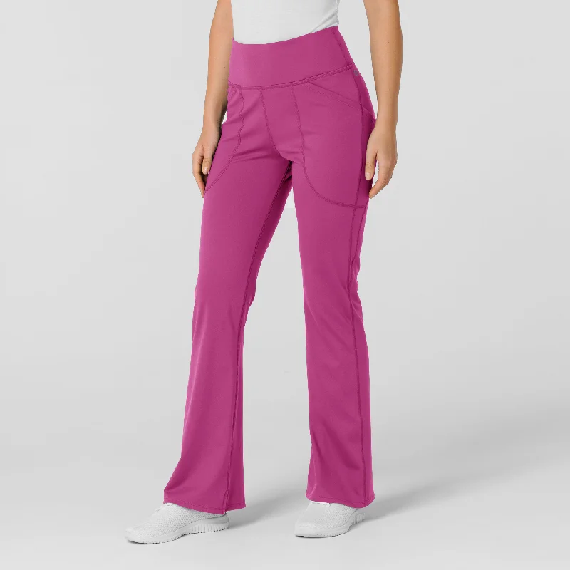 RENEW Knit Women's Flare Yoga Scrub Pant - Raspberry