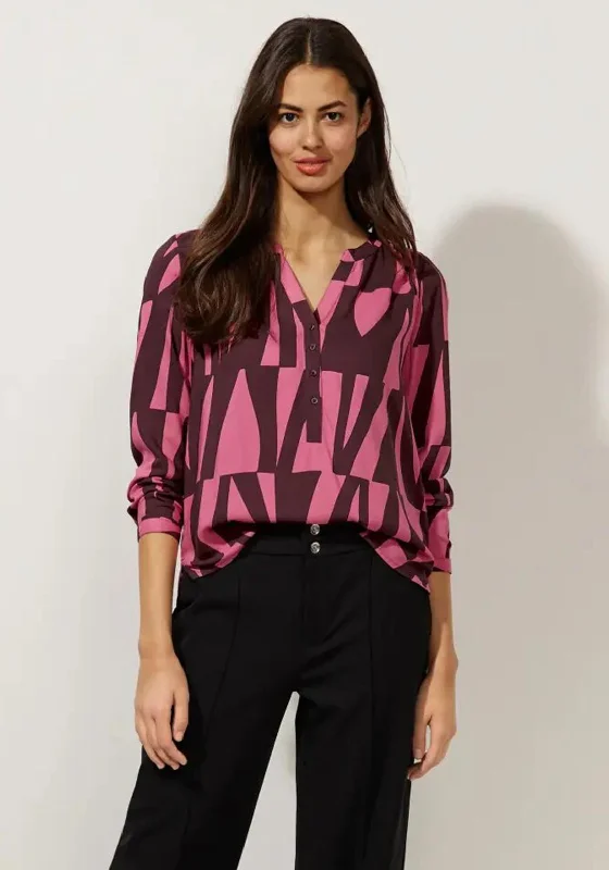 Street One Abstract Pattern Blouse, Maroon & Pink