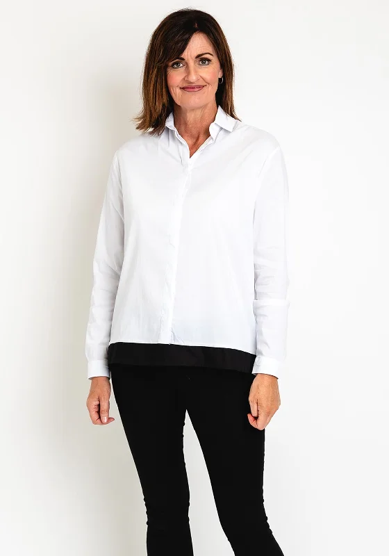 Ora Contrast Rear Zip Detail Shirt, White