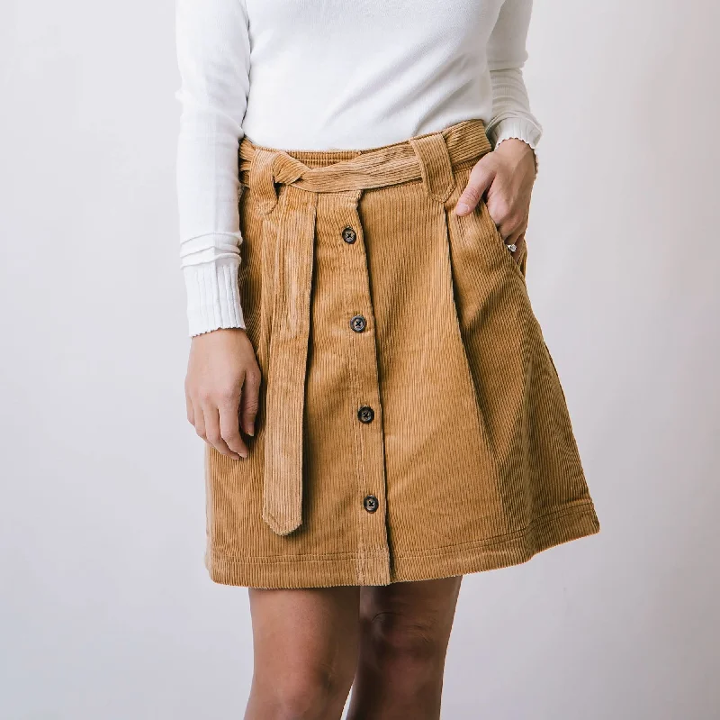 Corduroy Button Front Skirt