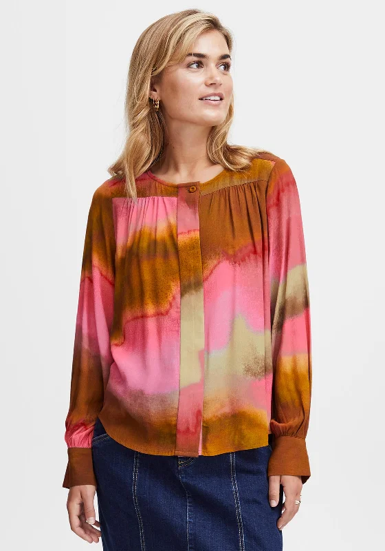 Fransa Ombre Print Blouse, Pink Multi