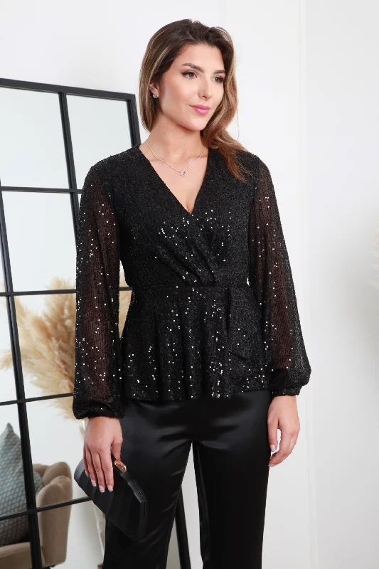 Double Second Sequin Wrap Top