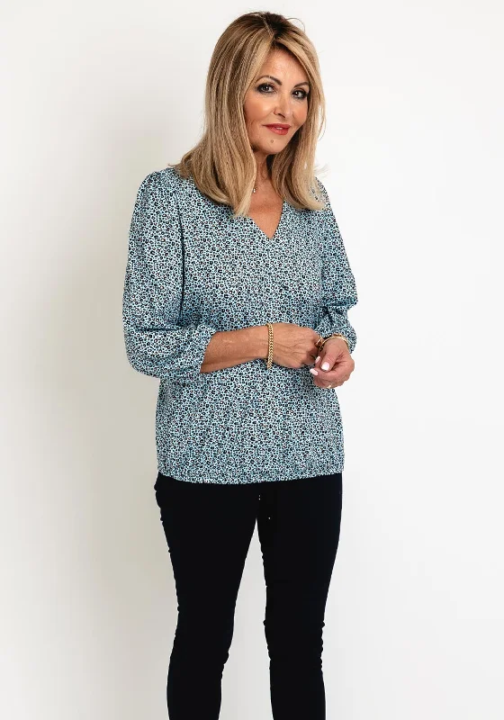 Leon Collection V Neck Blouse, Blue