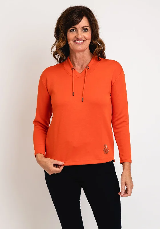 Barabara Lebek Drawstring Neckline Top, Orange