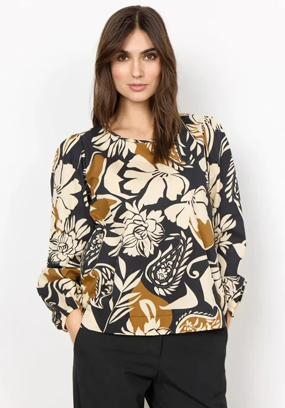 Soyaconcept Tamaya Floral Print Blouse, Camel