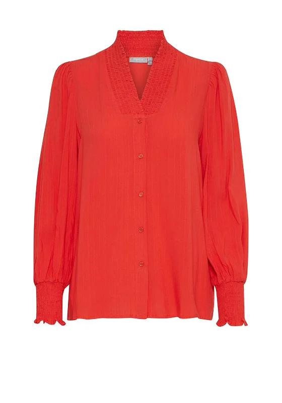 Fransa Stripe Textured Blouse, Red Alert