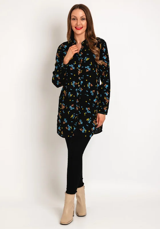 White Stuff Danika Patterned Tunic Shirt, Black