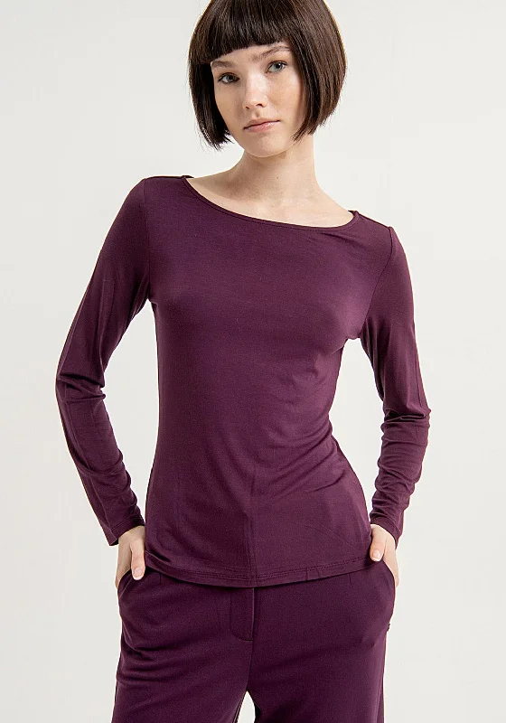 Surkana Boat Neckline Top, Deep Plum