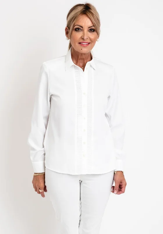 Erfo Shirred Placket Blouse, Off White