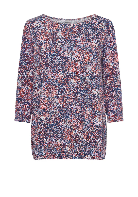 Fransa Mini Splatter Printed Top, Bellwether Blue & Red