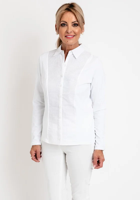 Erfo Panelled Placket Jersey Blouse, White