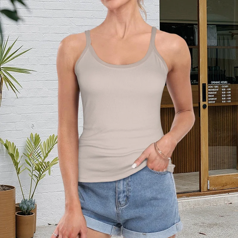 Beige Spaghetti Strap Tank Top