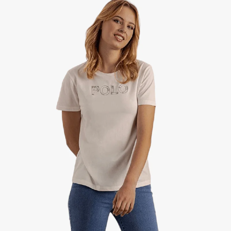 Polo Womens Sadie Beaded Short Sleeve Tee White