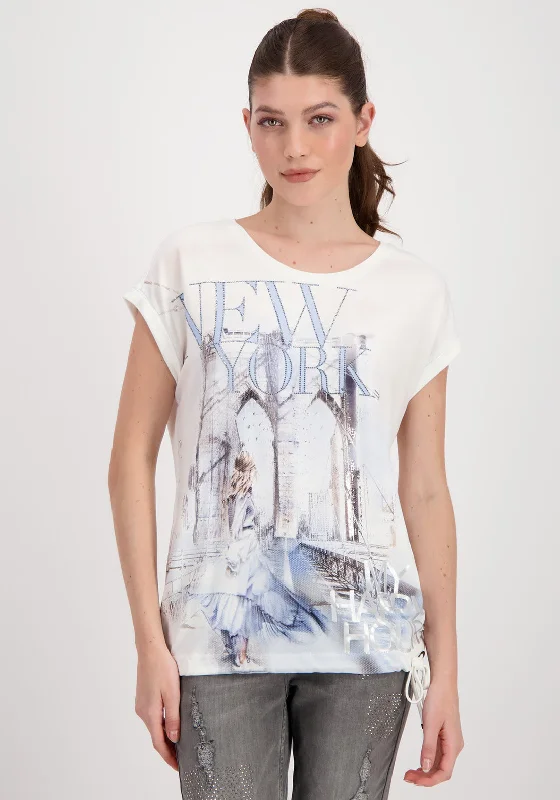 Monari “New York” Text Print Top, White