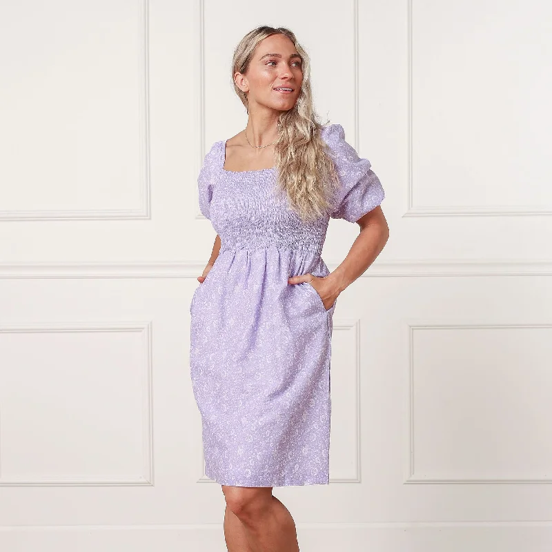 Smocked Bubble Sleeve Dress