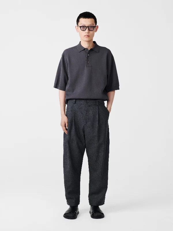 Tuck Tropical Wool Pant in Tarmac