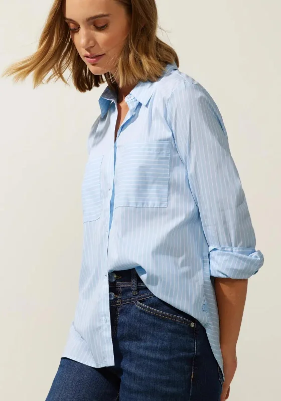 Street One Striped Cotton Mix Blouse, Sublime Blue