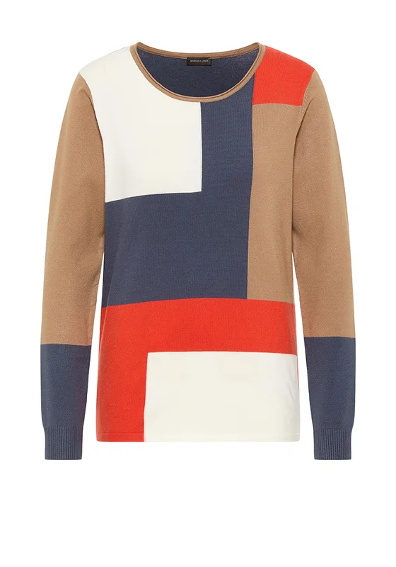 Barbara Lebel Round Neck Colour Block Knitted Top, Multi