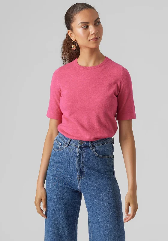 Vero Moda Happiness Fine Knit Top, Fuchsia Purple