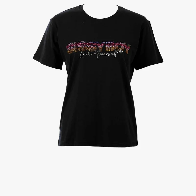 Sissy Boy Regular Fit Col Bling Logo Top Black