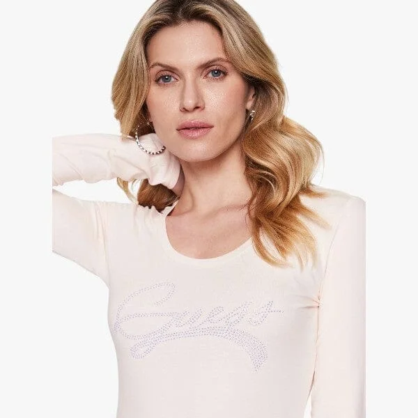 Guess Women's Adelina Long Sleeve Tee Light Pink