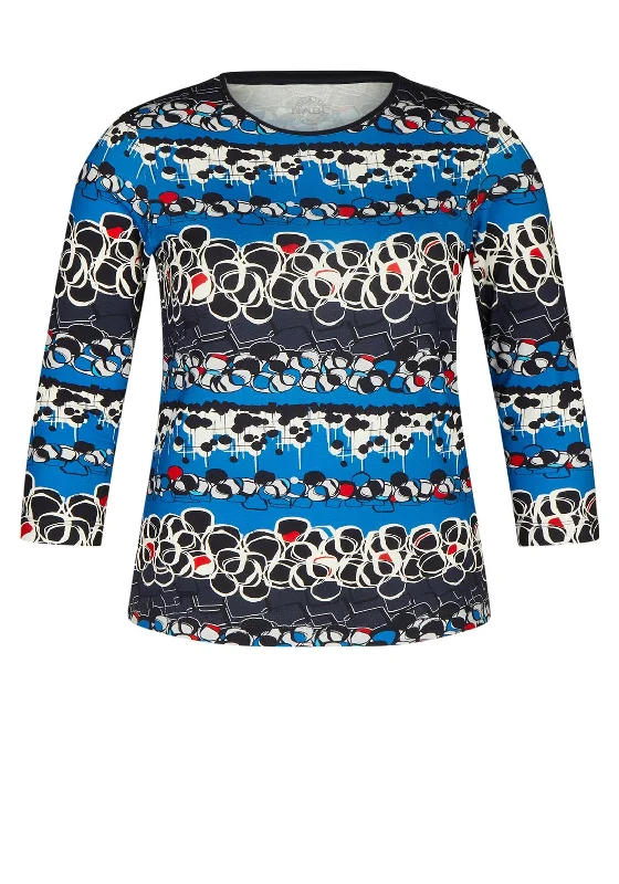 Rabe Round Neck Abstract Print Top, Blue