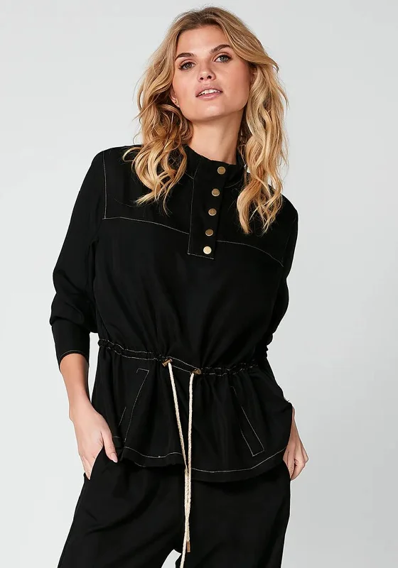 NU Denmark Rosita Drawstring Waist Blouse, Black