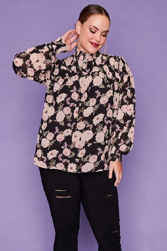 Trissa Black Floral Top