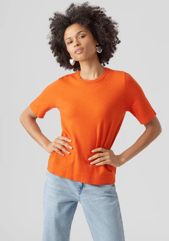 Vero Moda Happiness Fine Knit Top, Tangerine Tango