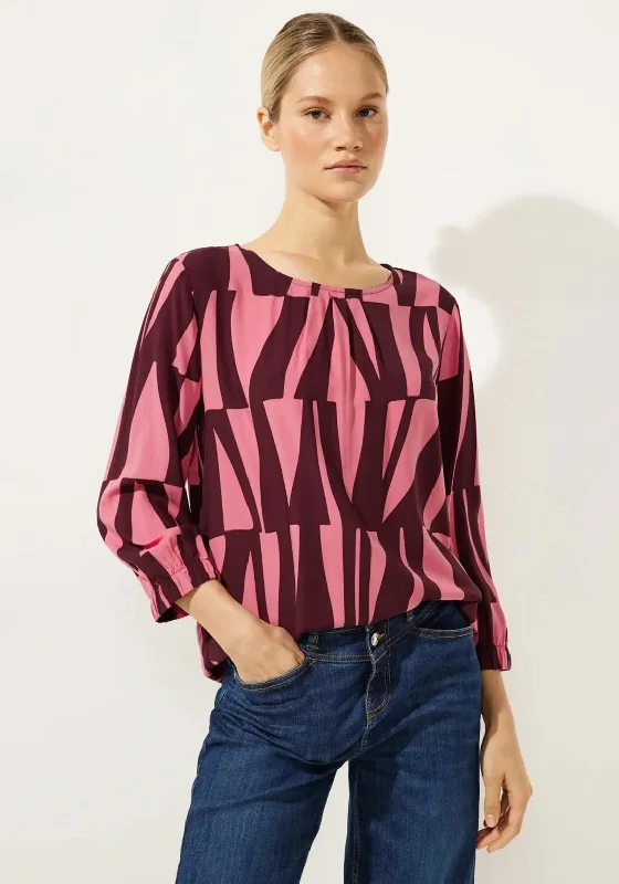 Street One Geo Print Top, Pink & Maroon