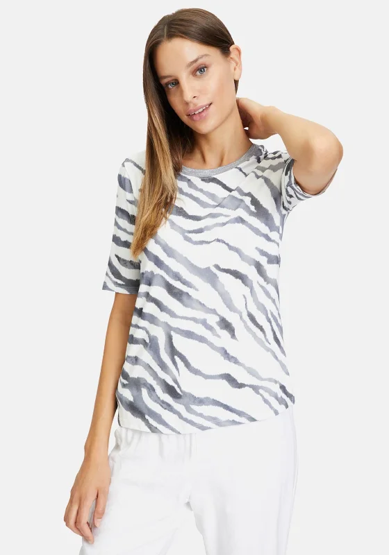 Betty Barclay Animal Print T-Shirt, Silver & White