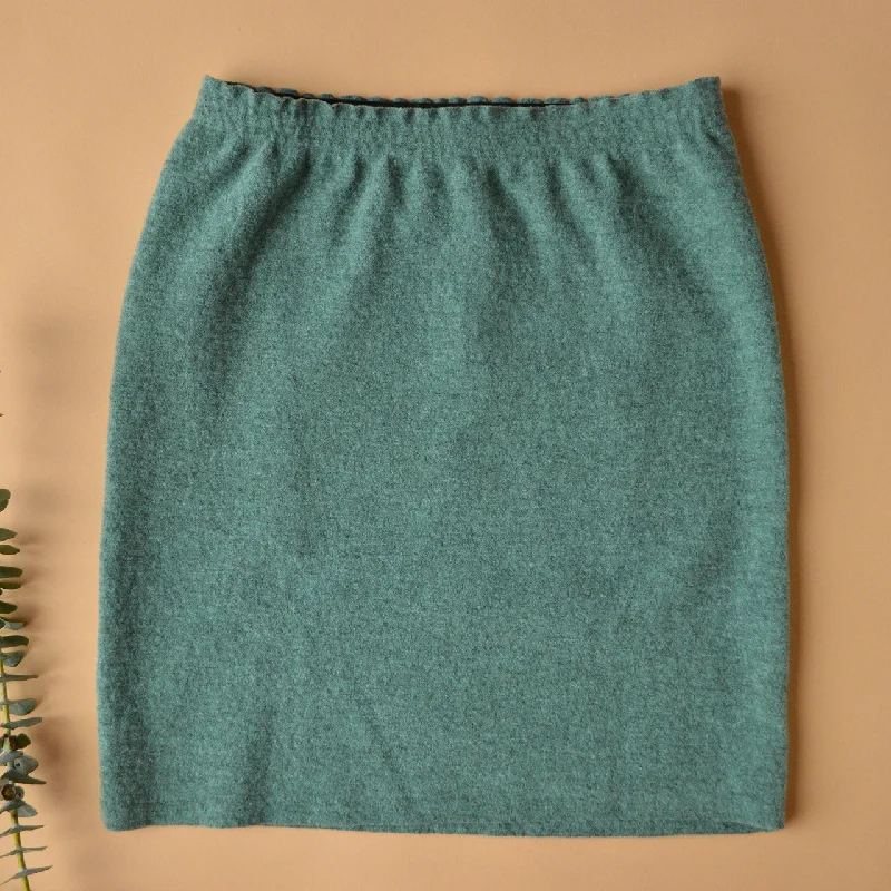 Women's Boiled Merino Wool Skirt - Jade Melange (XS) *Last One!