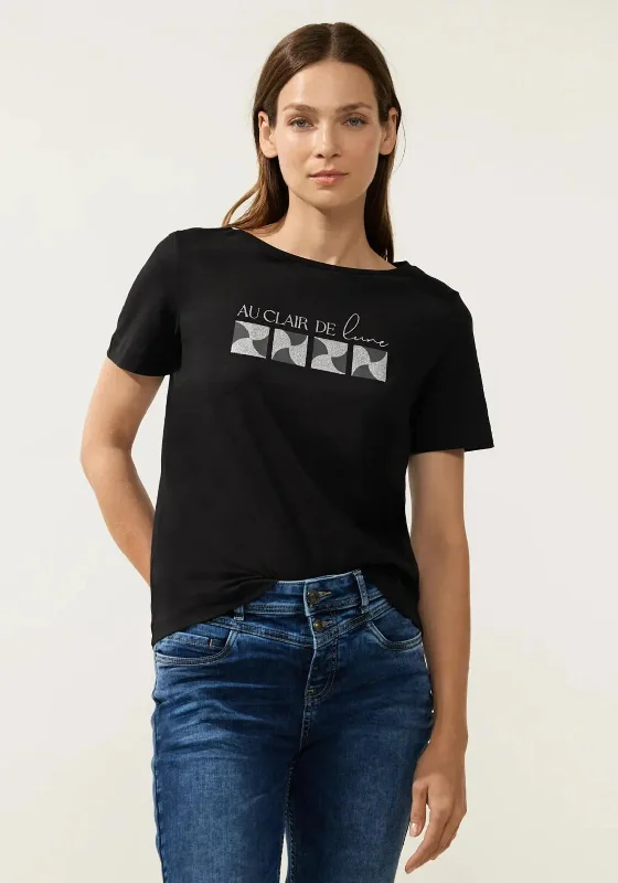 Street One Glitter Print T-Shirt, Black