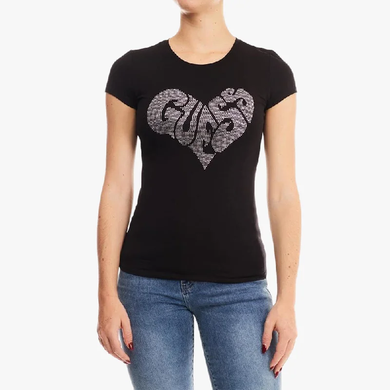 Guess Womens Heart R3 Short Sleeve Tee Black