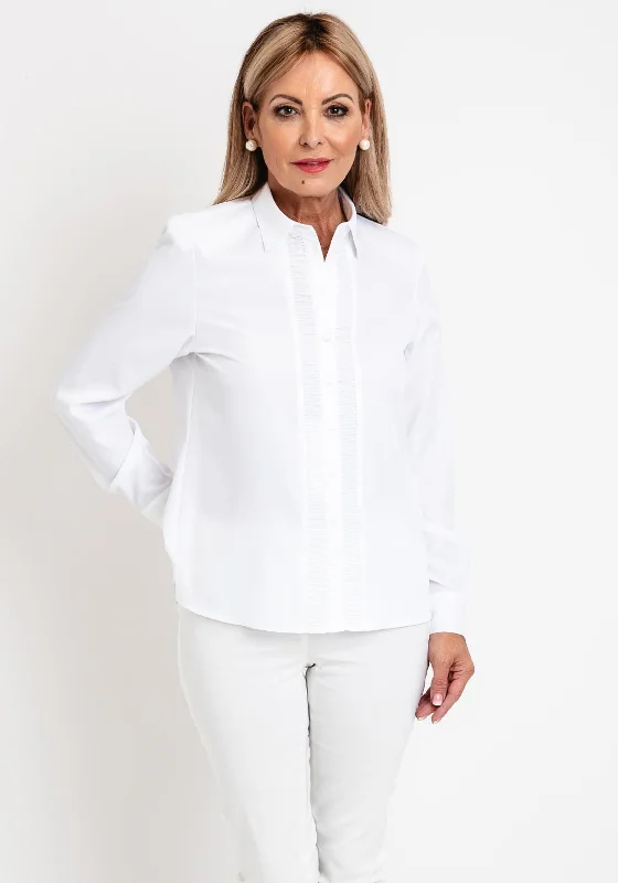 Erfo Shirred Placket Blouse, White