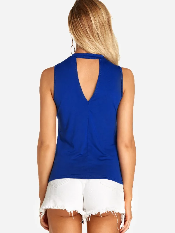 Custom Halter Plain Cut Out Sleeveless Camis