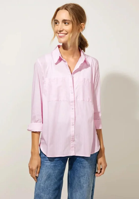 Street One Striped Cotton Mix Blouse, Soft Legend Rose